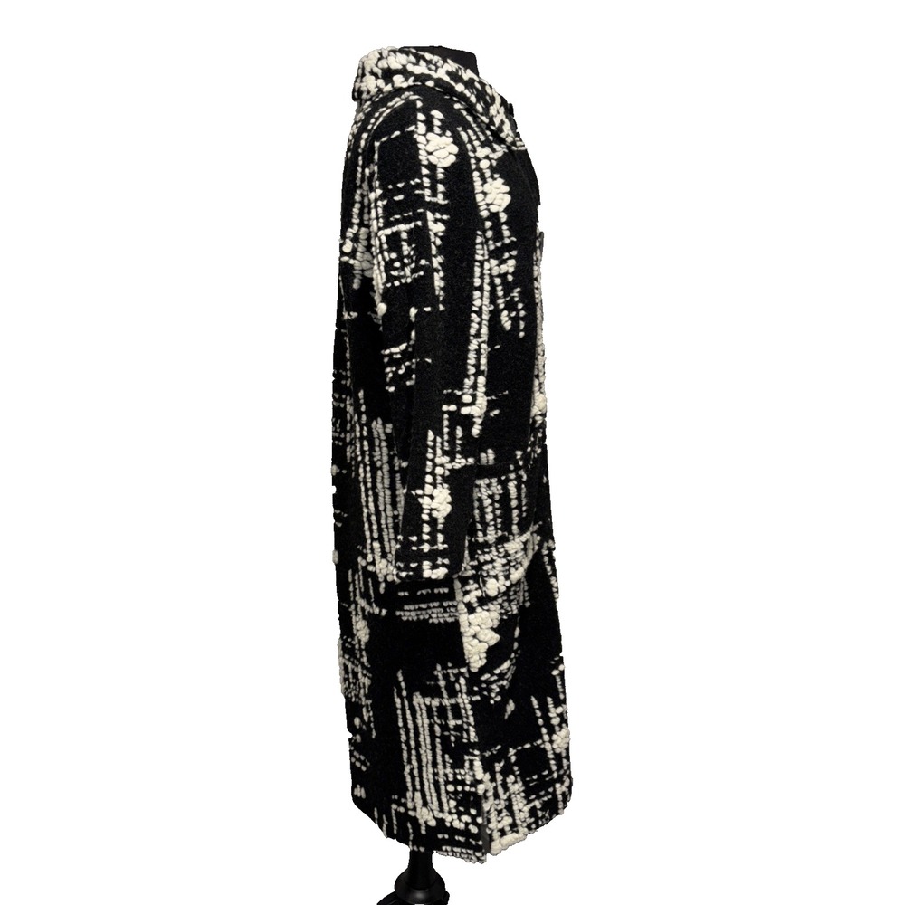 NEW Liv by Habitat Off The Grid Retro Coat Size S Black White Button Up Long - Picture 2 of 9